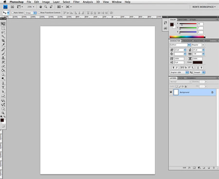A blank photoshop canvas—this is how I start each day